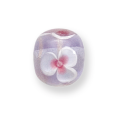 Bead, Lampwork Glass, 12mm Round with Flower design on Alexandrite (Hole Size 2mm)