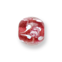 Bead, Lampwork Glass, 12mm Round with Rose design on Rose (Hole Size 2mm)