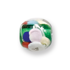 Bead, Lampwork Glass, 12mm Round with Flower Face in Multicolors  (Hole Size 2.7mm)