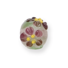 Bead, Lampwork Glass, 10mm Round shape with a raised Flower pattern on Crystal Bead (Hole Size 2.6mm)