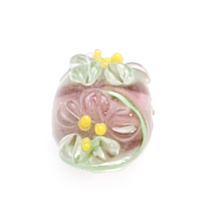 Bead, Lampwork Glass, 10mm Round shape with a raised Flower pattern on Amethyst color bead (Hole Size 2.6mm)