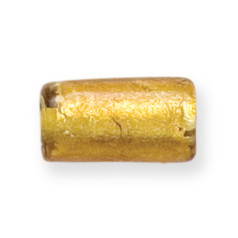 Bead, Lampwork Glass, 16x8mm Tube lined with Silverfoil and cover in Transparent Glass - Topaz (Hole Size 2.25mm)