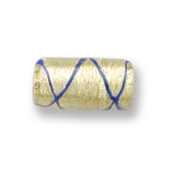 Bead, Lampwork Glass, 15x8mm Tube shape lined with Goldfoil and Blue (Hole Size 2.5mm)
