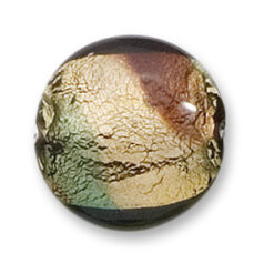 Bead, Lampwork Glass, 24mm Puffed Disc with Goldfoil and Amethyst/Green colors (Hole Size 2.5mm)
