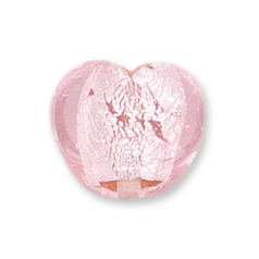 Bead, Lampwork Glass, 18mm Silverfoil Heart - Rosaline (Hole Size 2.5mm)