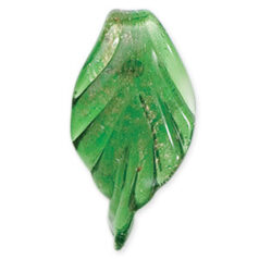 Pendant, 45mm Lampwork Glass Leaf Pendant - Green