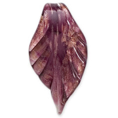 Pendant, 45mm Lampwork Glass Leaf Pendant - Amethyst