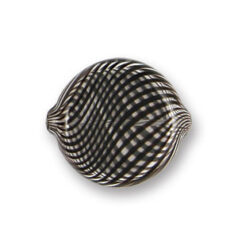 Bead, Handblown Lampwork Glass Bead, 23x9mm Flat Round with Stripe - Dark Brown/Crystal (Hole Size 2mm)  Made in Japan
