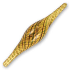 Bead, Handblown Lampwork Glass Bead, 64x14mm Oval Pipe with color stripes - Topaz/Green/Amethyst (Hole Size 2mm)  Made in Japan