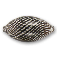 Bead, Handblown Lampwork Glass Bead, 35x16mm Oval Stripe - Dark Brown/Crystal (Hole Size 2mm)  Made in Japan