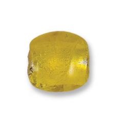 Bead, Japanese Sassoon Lampwork Glass, 20x20x12mm Pillow Shape with Silverfoil - Yellow (Hole Size 1.8mm) 