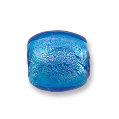 Bead, Japanese Sassoon Lampwork Glass, 20x20x12mm Pillow Shape with Silverfoil - Sapphire (Hole Size 1.8mm)