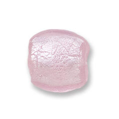 Bead, Japanese Sassoon Lampwork Glass, 20x20x12mm Pillow Shape with Silverfoil - Pink (Hole Size 1.8mm)