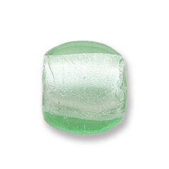 Bead, Japanese Sassoon Lampwork Glass, 20x20x12mm Pillow Shape with Silverfoil - Pale Green (Hole Size 1.8mm) 