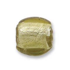 Bead, Japanese Sassoon Lampwork Glass, 20x20x12mm Pillow Shape with Silverfoil - Light Topaz (Hole Size 1.8mm)