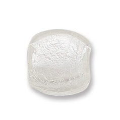 Bead, Japanese Sassoon Lampwork Glass, 20x20x12mm Pillow Shape with Silverfoil - Crystal (Hole Size 1.8mm)