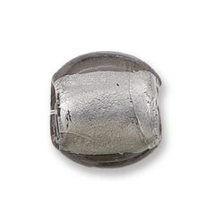 Bead, Japanese Sassoon Lampwork Glass, 20x20x12mm Pillow Shape with Silverfoil - Grey (Hole Size 1.8mm)
