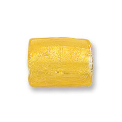 Bead, Japanese Sassoon Lampwork Glass, 20x15x8mm Flat Rectangle with Silverfoil - Yellow (Hole Size 1.8mm) 