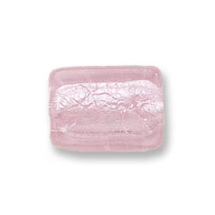 Bead, Japanese Sassoon Lampwork Glass, 20x15x8mm Flat Rectangle with Silverfoil - Pink (Hole Size 1.8mm)