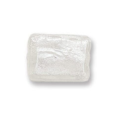Bead, Japanese Sassoon Lampwork Glass, 20x15x8mm Flat Rectangle with Silverfoil - Crystal (Hole Size 1.8mm)