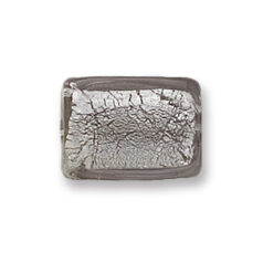 Bead, Japanese Sassoon Lampwork Glass, 20x15x8mm Flat Rectangle with Silverfoil - Grey (Hole Size 1.8mm)