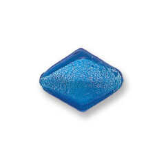 Bead, Japanese Sassoon Lampwork Glass, 18x15x6mm Flat Diamond Shape with Silverfoil - Sapphire (Hole Size 2mm) 