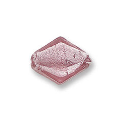 Bead, Japanese Sassoon Lampwork Glass, 18x15x6mm Flat Diamond Shape with Silverfoil - Amethyst (Hole Size 2mm)