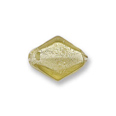 Bead, Japanese Sassoon Lampwork Glass, 18x15x6mm Flat Diamond Shape with Silverfoil - Light Topaz (Hole Size 2mm)