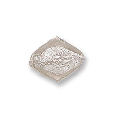 Bead, Japanese Sassoon Lampwork Glass, 18x15x6mm Flat Diamond Shape with Silverfoil - Grey (Hole Size 2mm)