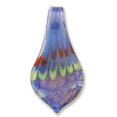 Pendant, Lampwork Glass Handmade with Goldfoil. 62x30mm - Sapphire (Hole Size 16mm) Made in Japan