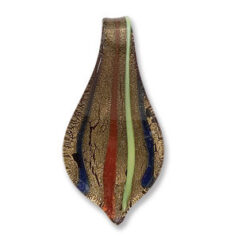 Pendant, Lampwork Glass Handmade with Goldfoil. 62x30mm - Multi colors (Hole Size 16mm)  Made in Japan