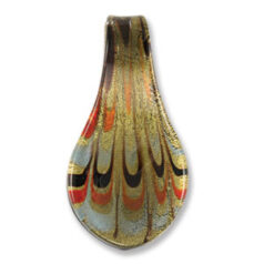 Pendant, Lampwork Glass Handmade with Goldfoil. 62x30mm - Multi colors (Hole Size 16mm)  Made in Japan