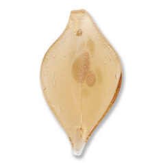 Pendant, Lampwork Glass Handmade, 62x34mm Goldfoil Leaf (Hole Size 6mm) Made in Japan