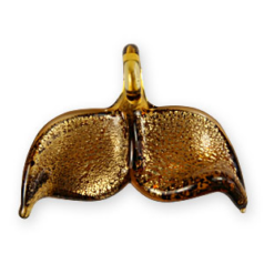 Pendant, Lampwork Glass with Silverfoil, 30x35mm Whale Tail - Topaz, Made in Japan (Hole Size 5.2mm)
