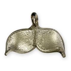 Pendant, Lampwork Glass with Silverfoil, 30x35mm Whale Tail - Grey, Made in Japan (Hole Size 5.2mm)