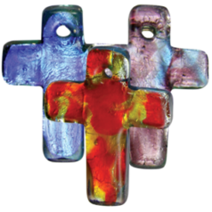 Lampwork 54x40mm Cross Silverfoil - Multicolor