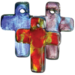 Lampwork 54x40mm Cross Silverfoil - Multicolor