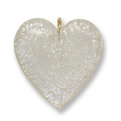 Pendant, Lampwork Glass with Silverfoil with Wire Loop, 28mm Heart - Crystal.  Made in Japan (Hole Size 1.8mm)
