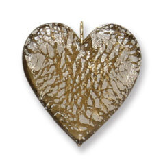 Pendant, Lampwork Glass with Silverfoil with Wire Loop, 28mm Heart - Light Colorado Topaz. Made in Japan (Hole Size 1.8mm)