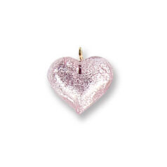 Pendant, lampwork, 14mm heart, silverfoil - Pink