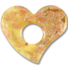 Pendant, Lampwork Glass in Various colors of Citrine with Silverfoil, 60mm Heart. Made in Japan