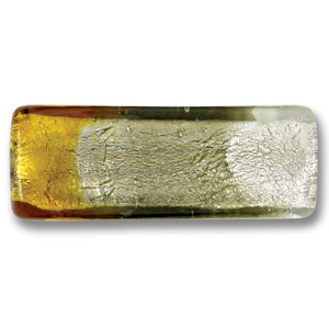 Pendant, Lampwork Glass with Silverfoil 48x18mm Rectangle in 3 gorgeous colors -Topaz/Grey/Crystal. Made in Japan (Hole Size 2.5mm)