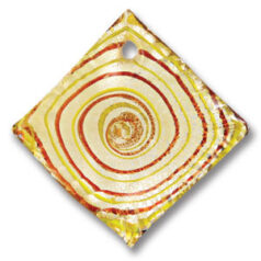 Pendant, Lampwork Glass with Silverfoil, 45mm Diamond Shape - Yellow/Orange. Made in Japan (Hole Size 3.6mm)