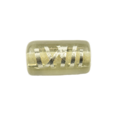 Bead, Japanese Sassoon Lampwork Glass, 16x9mm Tube with Silverfoil strips - Grey (Hole Size 1.8mm)