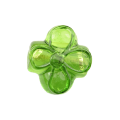Bead, Japanese Sassoon Lampwork Glass, 16x18x10mm Flower Shape with Silverfoil - Peridot (Hole Size 1.7mm)