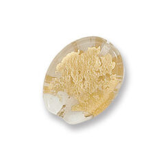 Bead, Japanese Sassoon Lampwork Glass, 20x17x6mm Flat Oval Bead with Goldfoil on surface - Crystal (Hole Size 1.6mm)