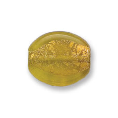 Bead, Japanese Sassoon Lampwork Glass, 20x17x6mm Flat Oval Bed with Goldfoil center - Yellow (Hole Size 1.6mm)
