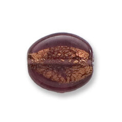 Bead, Japanese Sassoon Lampwork Glass, 20x17x6mm Flat Oval Bed with Goldfoil center - Amethyst (Hole Size 1.6mm)