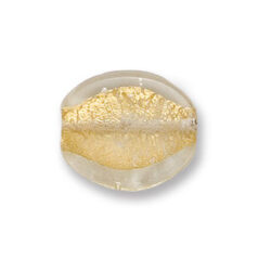Bead, Japanese Sassoon Lampwork Glass, 20x17x6mm Flat Oval Bed with Goldfoil center - Crystal (Hole Size 1.6mm)