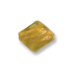 Bead, Japanese Sassoon Lampwork Glass, 19x16mm Twisted Shape bead with goldfoil centers encased in transparent glass - Yellow (Hole Size 1.6mm)